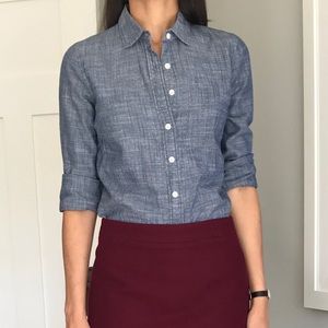 J. Crew perfect shirt in chambray polka dot